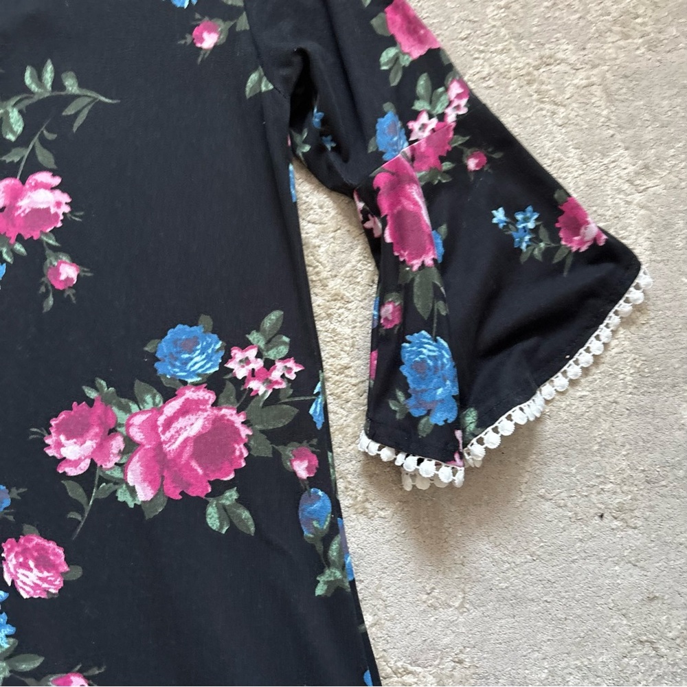 Bella & Birdie Girls Floral Rose Bell Sleeve Dress Size 12-14 (Large) Youth - Picture 11 of 13
